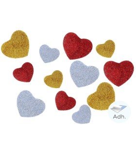 Adhesive glitter eva foam hearts