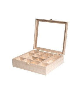 Wooden display box with departments