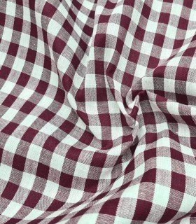 Grand tissu carré Vichy grenat 100% coton