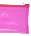 Pink transparent PVC toiletry bag with zipper