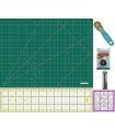 Kit de base pour Patchwork avec base de découpe verte, règle, cutter et marqueur