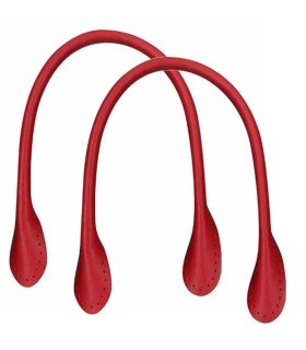 Red leather handles 40 cm (pack of 2 units)