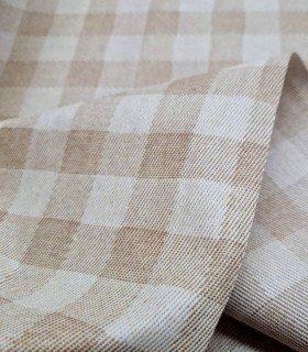 Brown cotton gingham oilcloth fabric