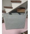 Black gingham check cotton fabric