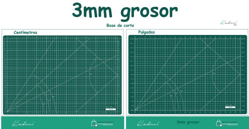 Base de corte 3mm grosor KADUSI cm/pulgadas